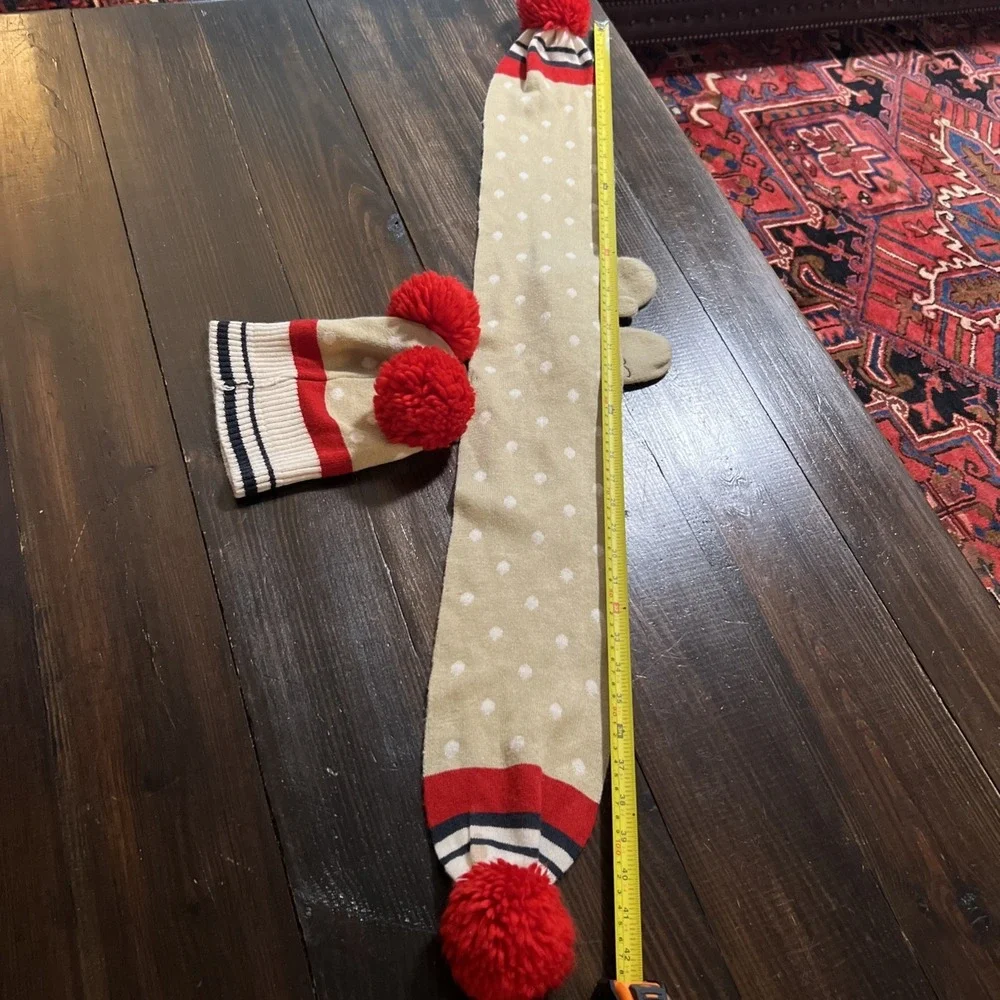 BRUMS  Cable Knit Pom Pom Hat, Scarf & Mittens Set - Toddlers Size